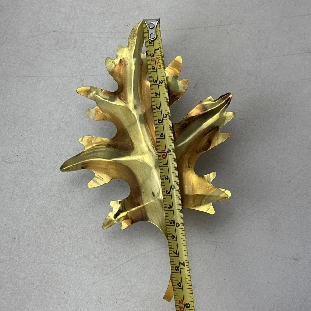 Vintage Fine Brass Oak Leaves Wall Hanging Set 2 Shiny Autumn Fall Home Decor